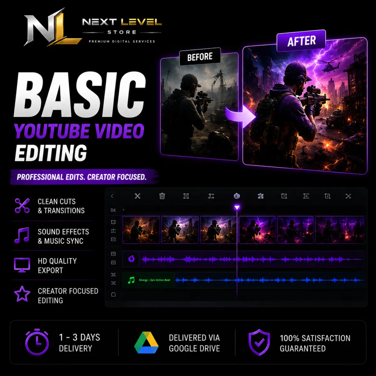 Video Editing Basic (UP to 3 min)