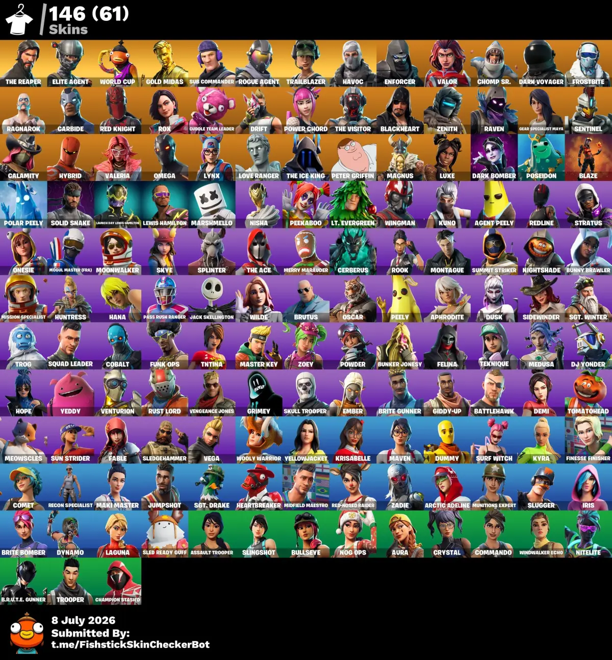 Fortnite OG Account PC • 146 Skins • S3 Battle Pass (Maxed) • Rare Exclusives • Full Access